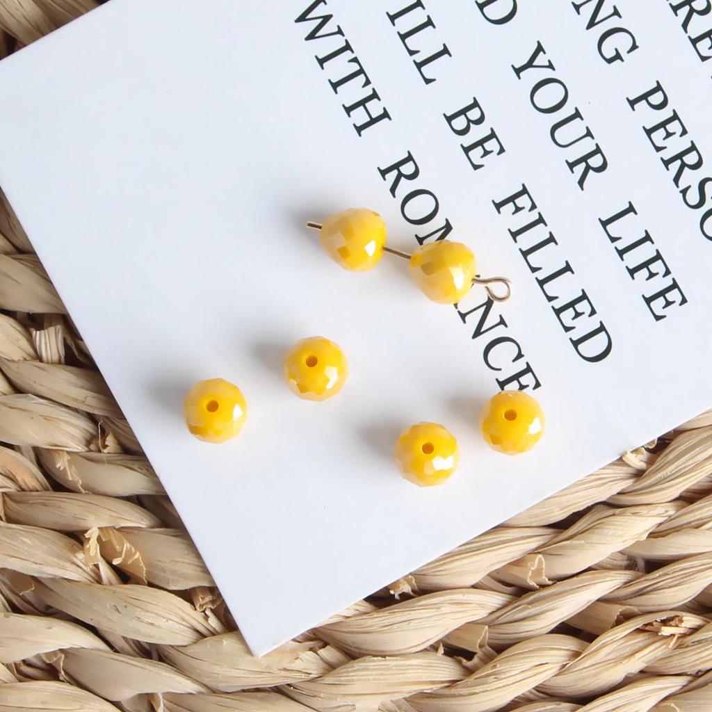 Retro Painted Czech Glass Lemon Pumpkin Flat Beads for DIY Jewelry Accessories
