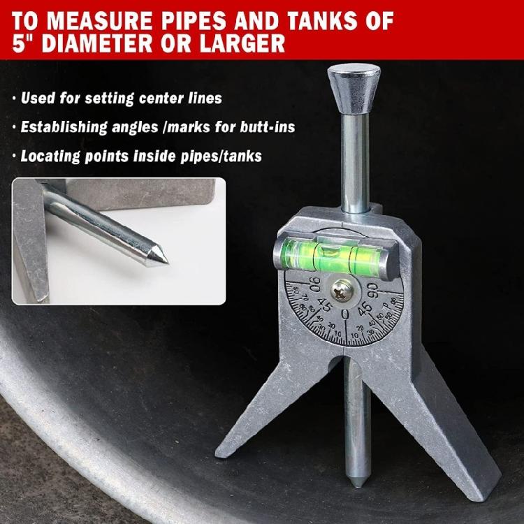 Portable Pipe Center Finder Welder Fitter Plumbing Marker Bubble Leveler Tool