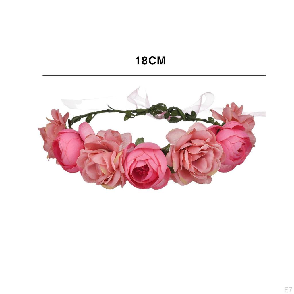 Flower Crown Garland Headpiece Hair Floral Wreath Adjusatble Headbands for Bridal