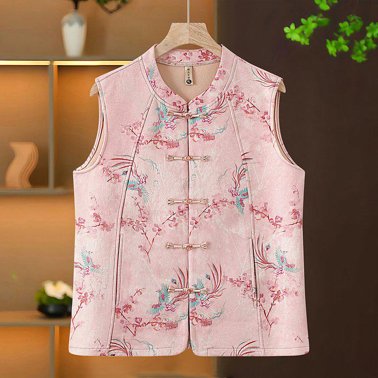 

Stylish Chinese Tang Suit Print Vest for 40-50 Year Old Mothers - 2025 Autumn Collection 3XL