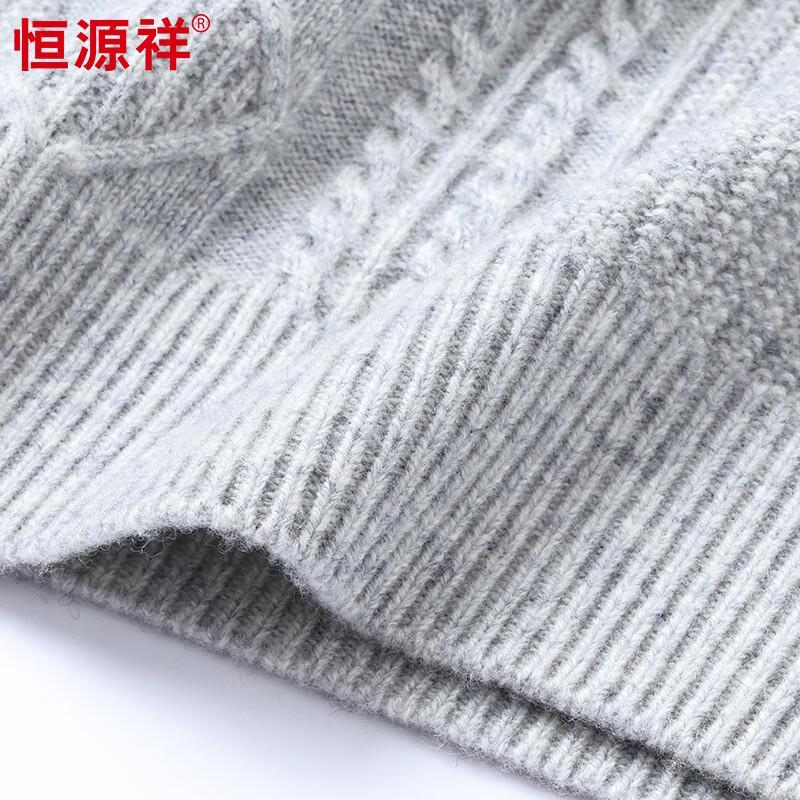 Hengyuanxiang Men's 100% Wool Thick Jacquard Mock Neck Sweater