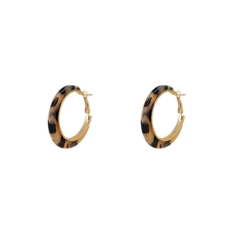Vintage Leopard Print Large Hoop Earrings For Women Light Luxury Niche Unique Jewelry