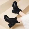 Hoher Absatz dicker Absatz weiches Leder kurze Stiefel Herbst und Winter neue Schnürung mittelhohe Stiefel Samt warm Schnee Martin Stiefel