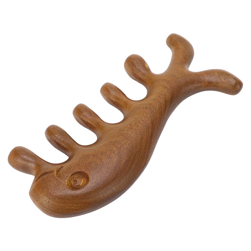 Sandelholz Kamm mit breiten Zinken zur Kopfhautmassage und zum Schaben Tierförmiger Gua Sha Kamm für Nacken, Rücken, Arme
