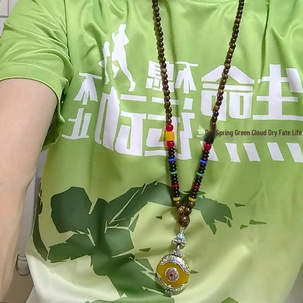 Unisex Tibetan Ethnic Necklace: Versatile, Retro-Style Jewelry with Wooden Accents for Cotton and Linen Outfits