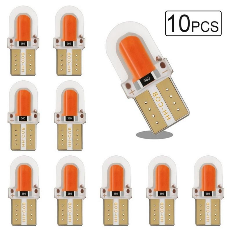 10KS LED W5W T10 COB 4SMD LED Parkovací žárovka Auto Klínová obrysová lampa Canbus Silika Jasně bílá Žárovky osvětlení SPZ