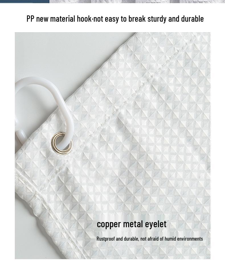 Blogger-Approved White Jacquard Waffle Shower Curtain - Punch-Free, Waterproof, Thick Fabric