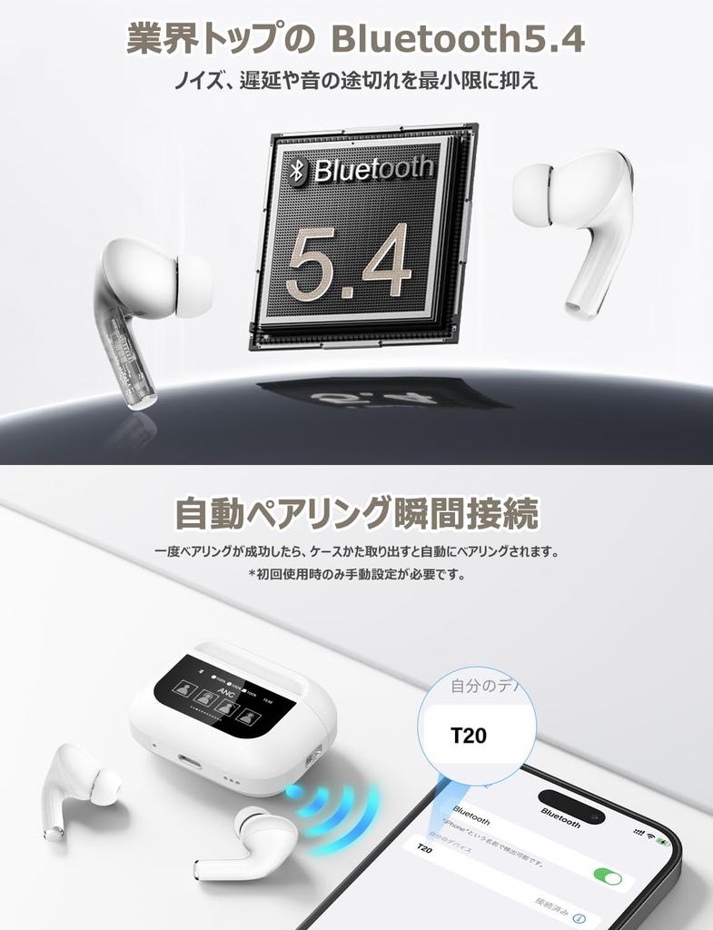 Bezprzewodowe słuchawki Bluetooth do ANC Bluetooth IPX7 Szumy Do 48 godzin Automatyczne ENC Dźwięk HiFi Kompaktowe i Kompatybilne z i Idealne dla