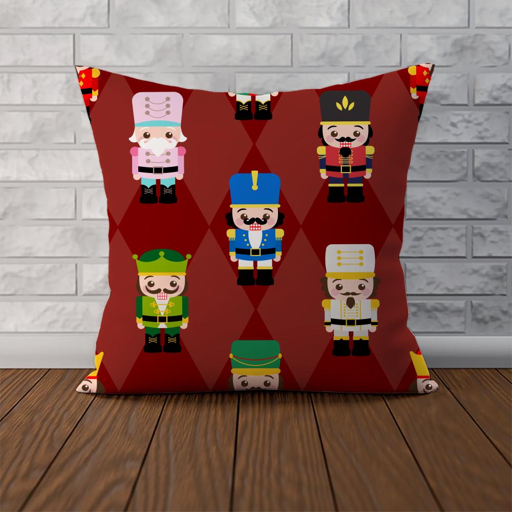 Nutcracker Soldier Pillow Case For Car Sofa Decorative Home Doublesided Print Plush Square Throw Pillow Cushion Cover