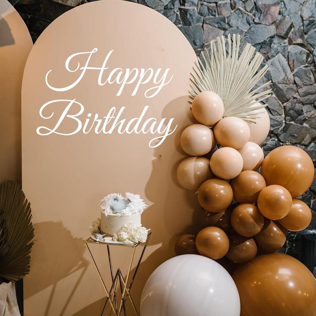 Happy Birthday Backdrop Decal Sign, White Party Decor Arch, Sticker