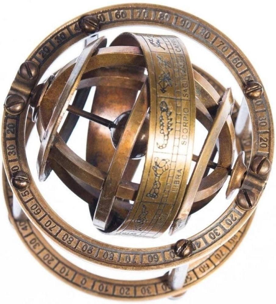 3-calowy mosiężny mały sferyczny globus armilarny ręcznie robiony morski prezent świąteczny