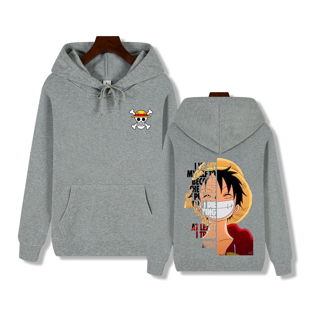 Pánská mikina One Piece vysoké kvality, mikina s potiskem Kapitána Luffyho, podzimní a zimní, silná, hřejivá, základní jednoduchý top