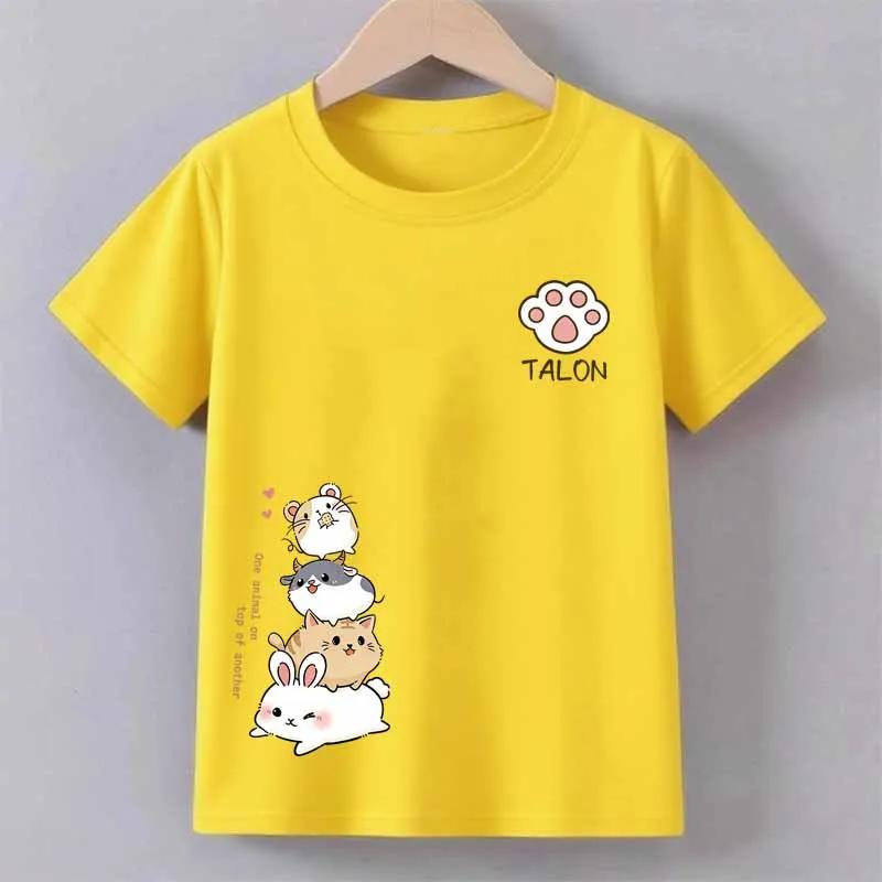 Kids Cute Critter Print TShirt Summer Girls Boys Children Funny Casual Colorful Comfortable Tops Crew Neck Short Sleeve Tees