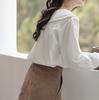 Spring and Autumn New Embroidery Long Sleeve Shirt Women Casual White Inner Blouse Tops