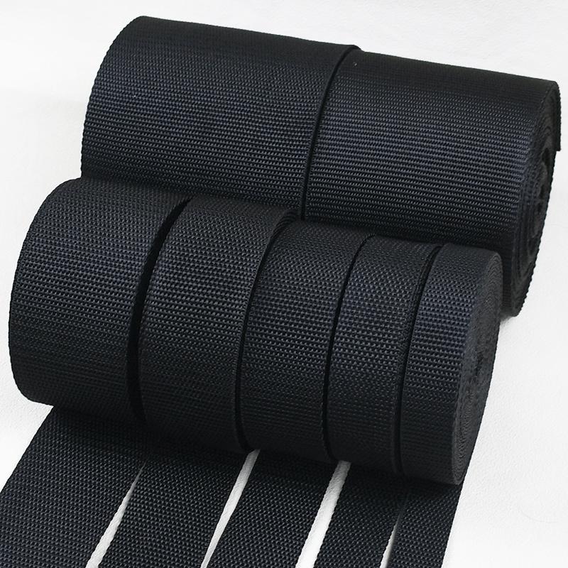20/50M Black Nylon Webbing Tape 20-100mm Backpack Ribbon Strap At The Meter 1.3mm Thick Safety Belt Sling Sewing Bias Supplies