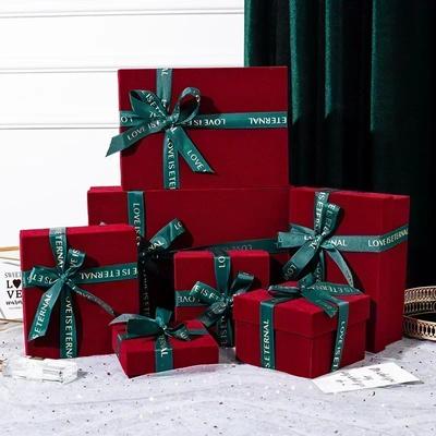 Christmas Velvet Gift Box, Bow Gift Box, Sky Cover Gift Box, Empty Box, New Year Gift Box, Lipstick Gift Box
