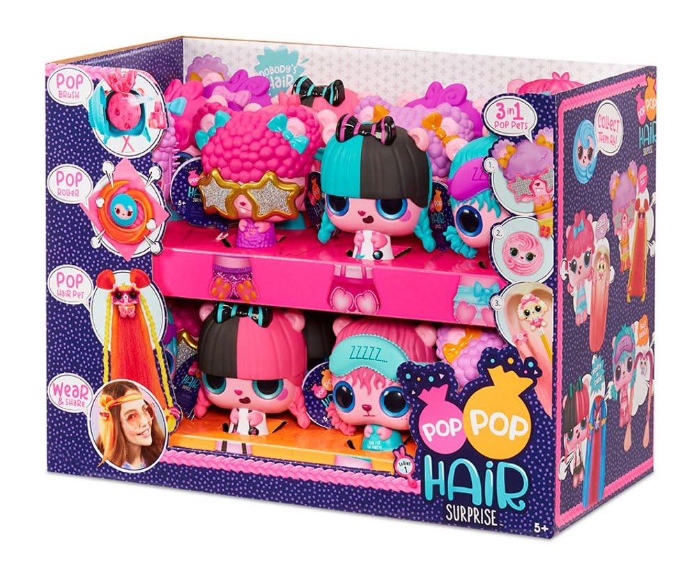 MGA Pop Pop Hair Surprise 3-In-1 POP Pets with Long, Brushable Hair
