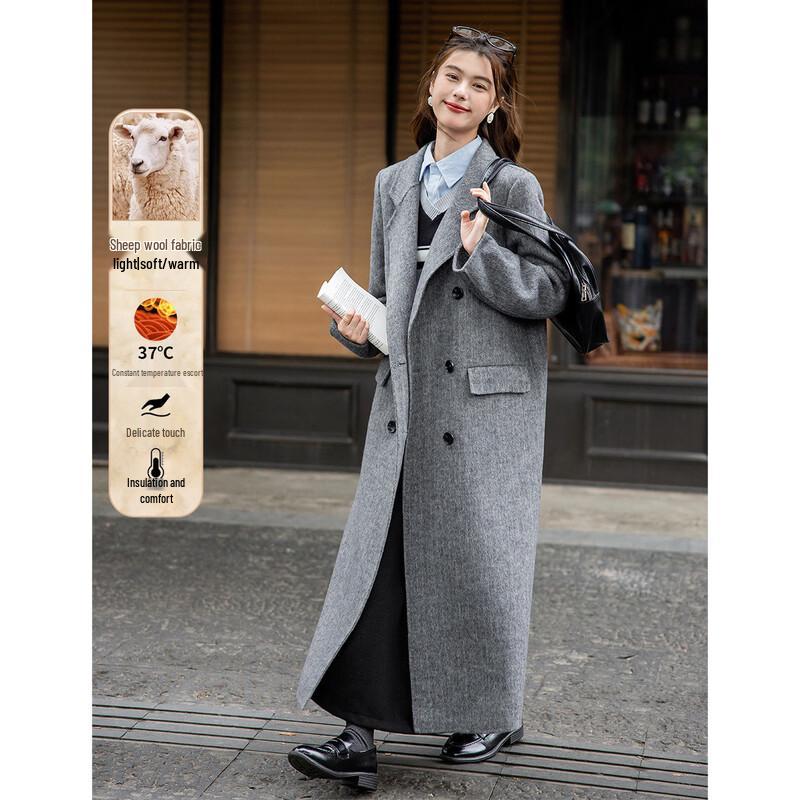 ITISF4 Women's Double-Faced Wool Blend Overcoat