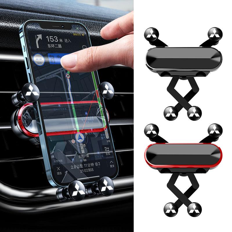 Car Phone Holder Air Vent Clip Smartphone Stand Gravity Support Mount Emblem For MitsubishiS Lancer ASX Mirage Pajero Sport SX6