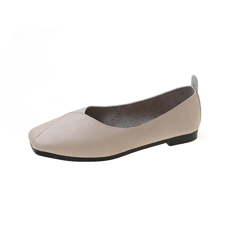Women Spring Autumn Square Toe Flat Bottom Low Upper Shoes Slip On Breathable Walking Ladies Fashion Shoes
