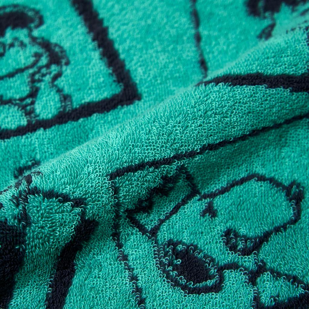 Nishikawa Snoopy Face Made in 75th Anniversary Party Towel, 34x80cm, Washable, 100% Cotton, Japan, Green, XT25136681, PN5654TW,