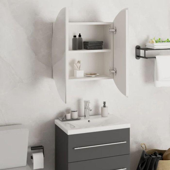 VidaXL Bathroom Cabinet Round Mirror and LED Storage Cabinet Vanity Unit Toilet Home Interior White 345583