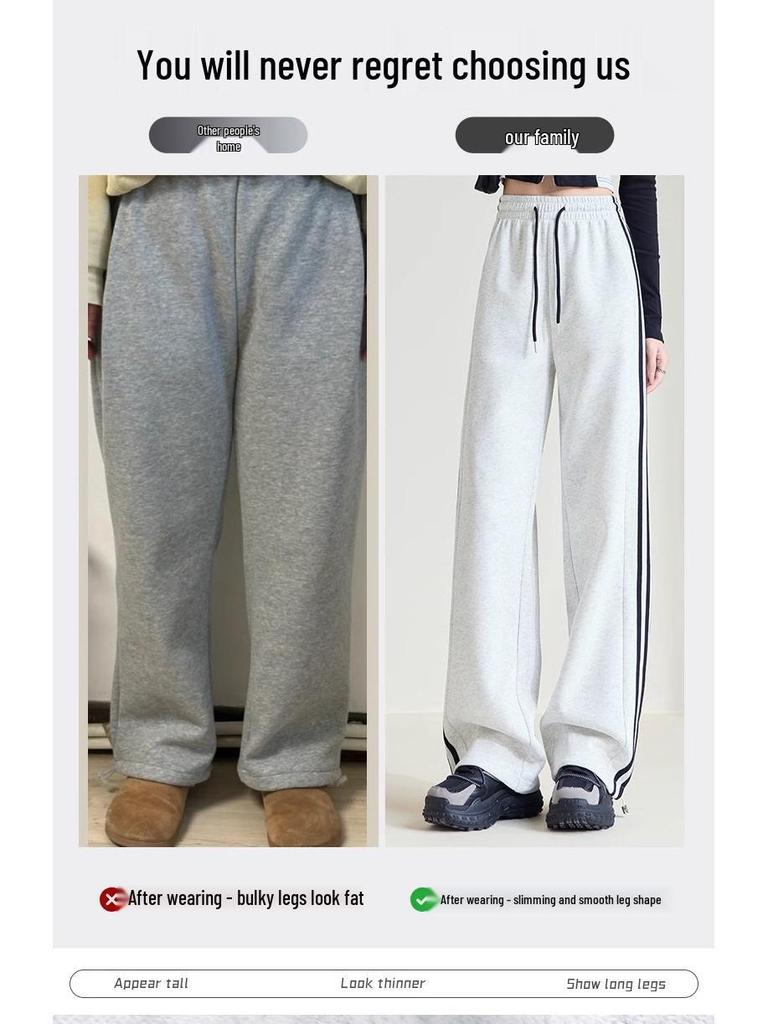 Women's Spring 2025 High-Waisted Striped Ankle-Cuff Sweatpants