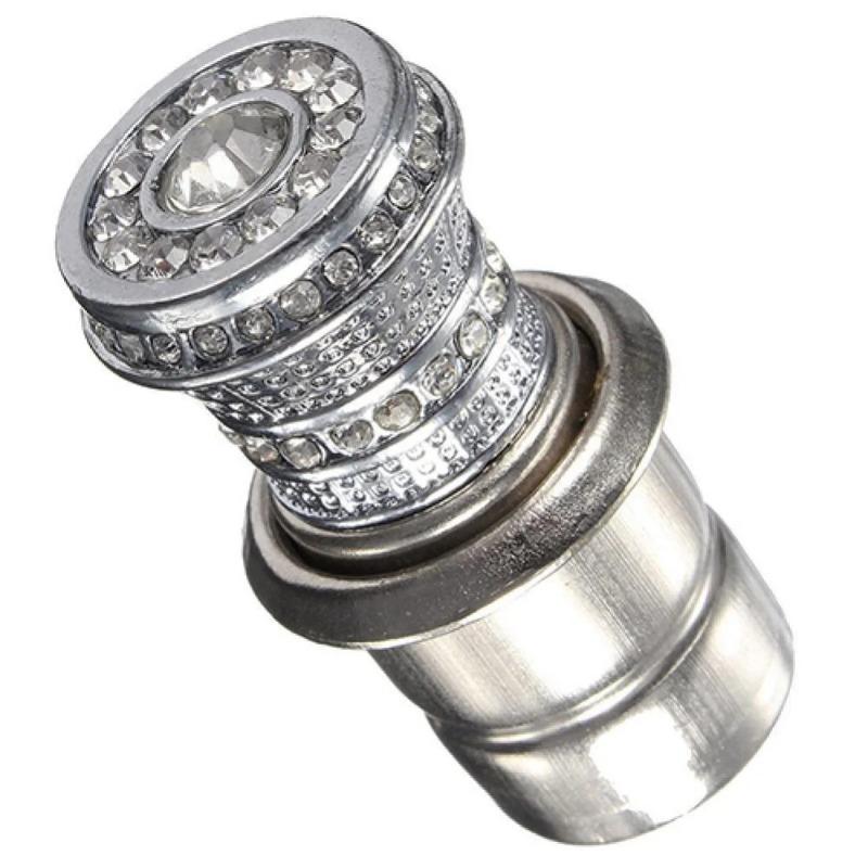 Faux Rhinestone Inlaid Auto Car Iron Socket Lighter 12V Luxury Ignition Style Cars Accessories. Silver