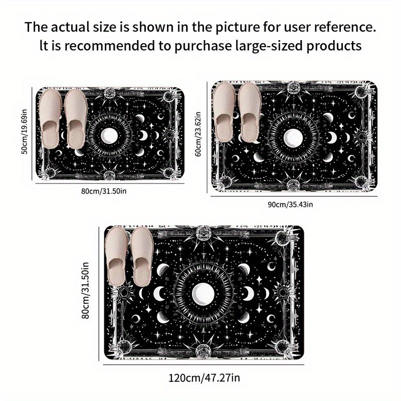 1pc Celestial Magic Astrology Vintage Non-Slip Door Mat - 0.47inch Thick Polyester Machine Washable Mat with Moon Phases, Stars