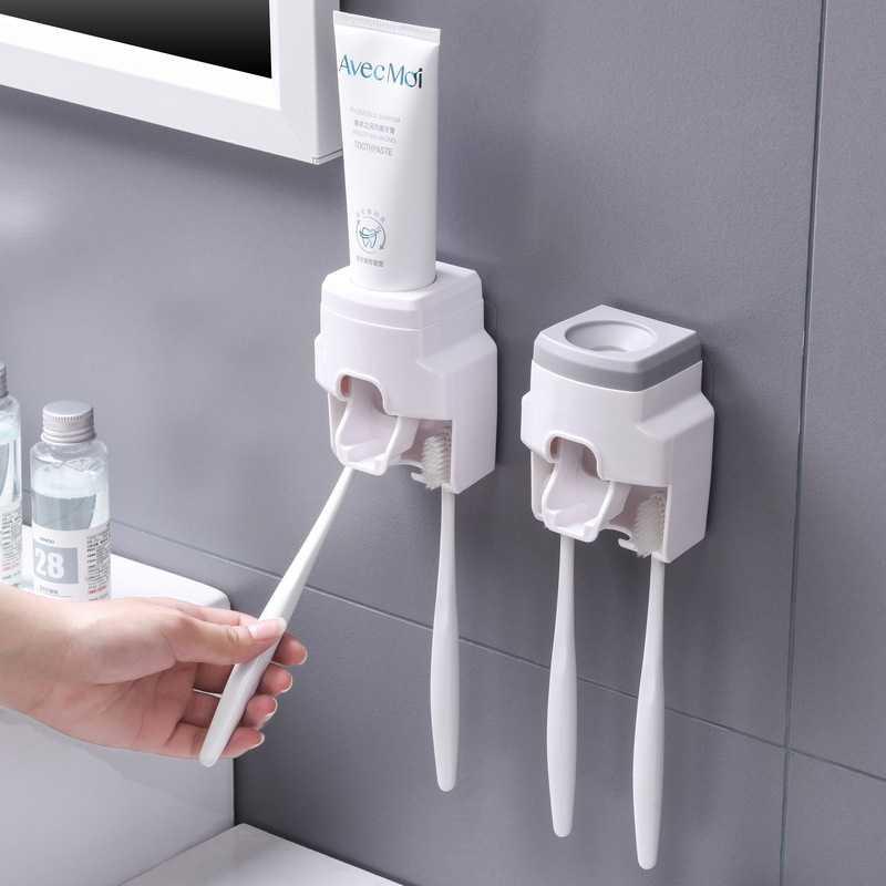 Toothpaste Squeezer Automatic Toothpaste Gadget Home Wall-mounted Suction Wall Toothbrush Rack Set Punch-free Squeezing Machine