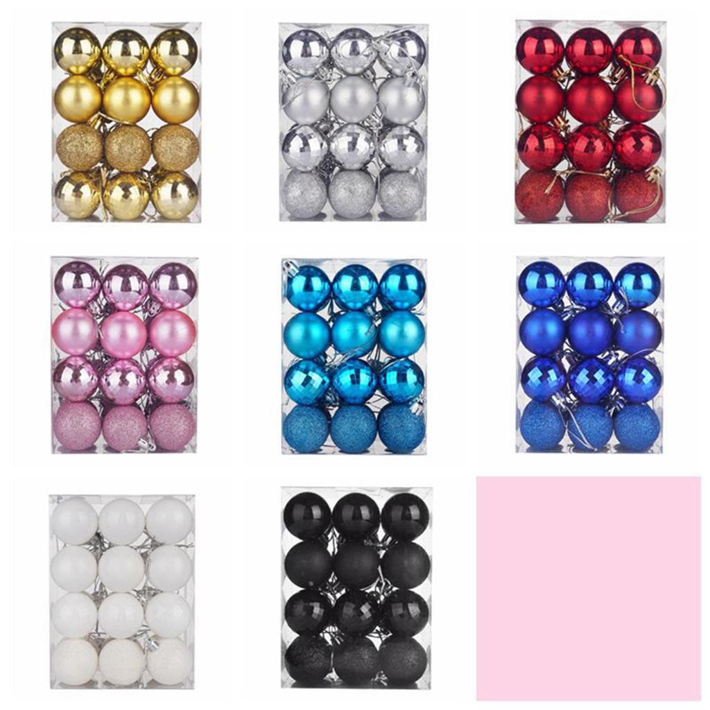 24PCS 4cm Christmas Balls Ornament Plastic Ball Bauble Xmas Tree Hanging Pendant Home Party 2025 Navidad New Year Decor 2025