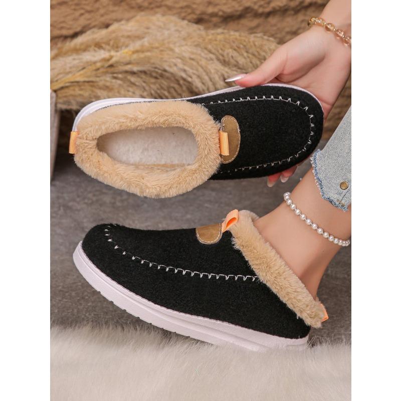 

Женские зимние теплые ботильоны большого размера с мягкой подкладкой, водонепроницаемые, нескользящие, для улицы, для пеших прогулок, хлопковые тапочки 43 чёрный