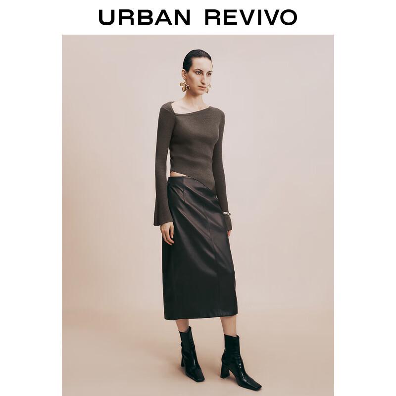 

Женский вязаный топ UR облегающего кроя с длинным рукавом и косым воротником S