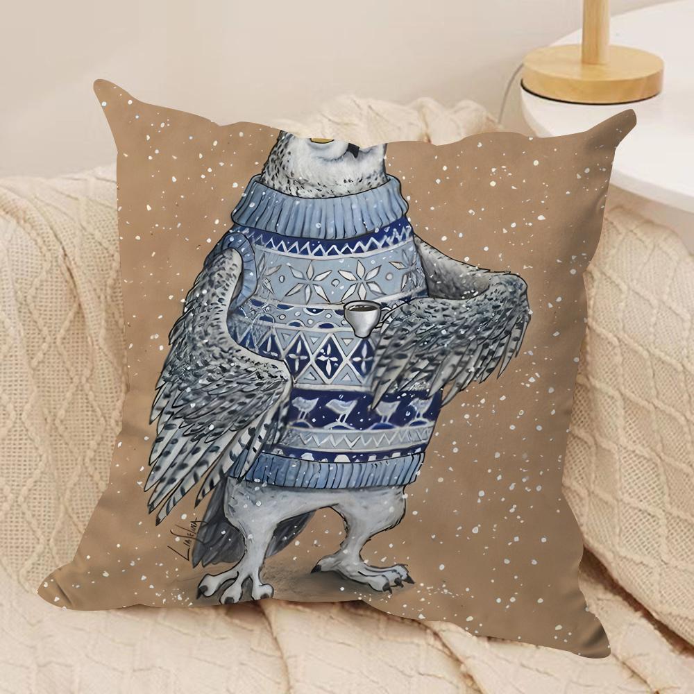 Cute Animal Snowflake Retro Cushion Cover Silky Short Plush Invisible Zipper Dustproof Sofa Pillow Case For Home Decor