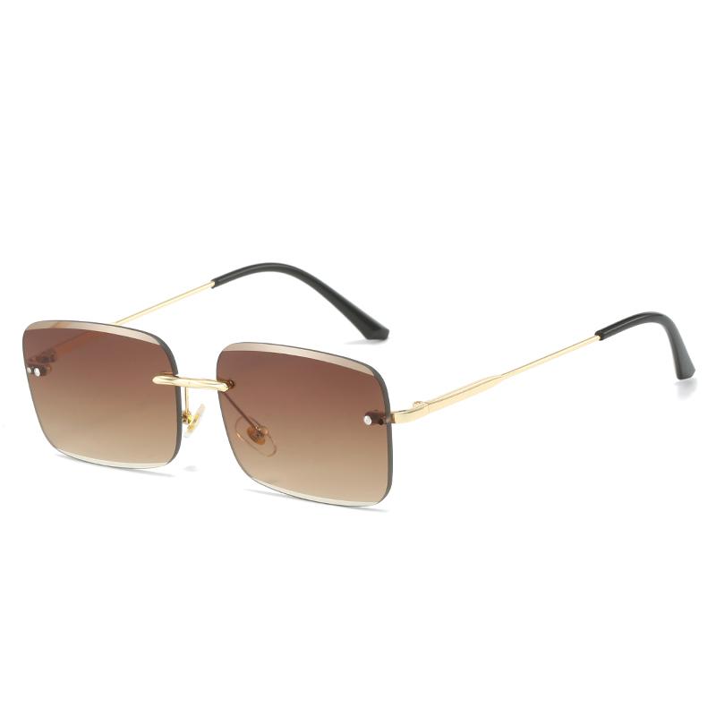 Retro Frameless Sunglasses Women Brand Designer Rimless Gradient Sun Glasses Fashion Shades Cutting Lens Metal Eyewear