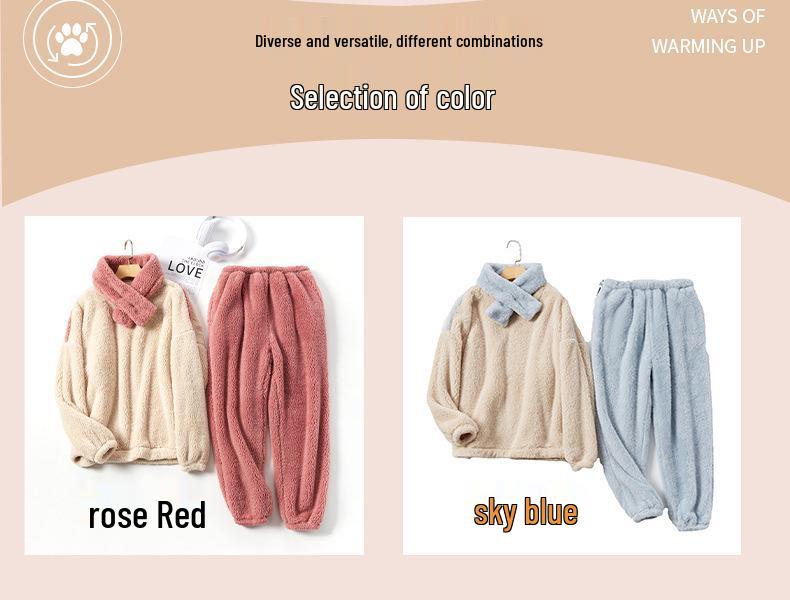 2024 Winter Plus Size Long Plush Women's Christmas Pajama Set - Loose Fit, European & American Style