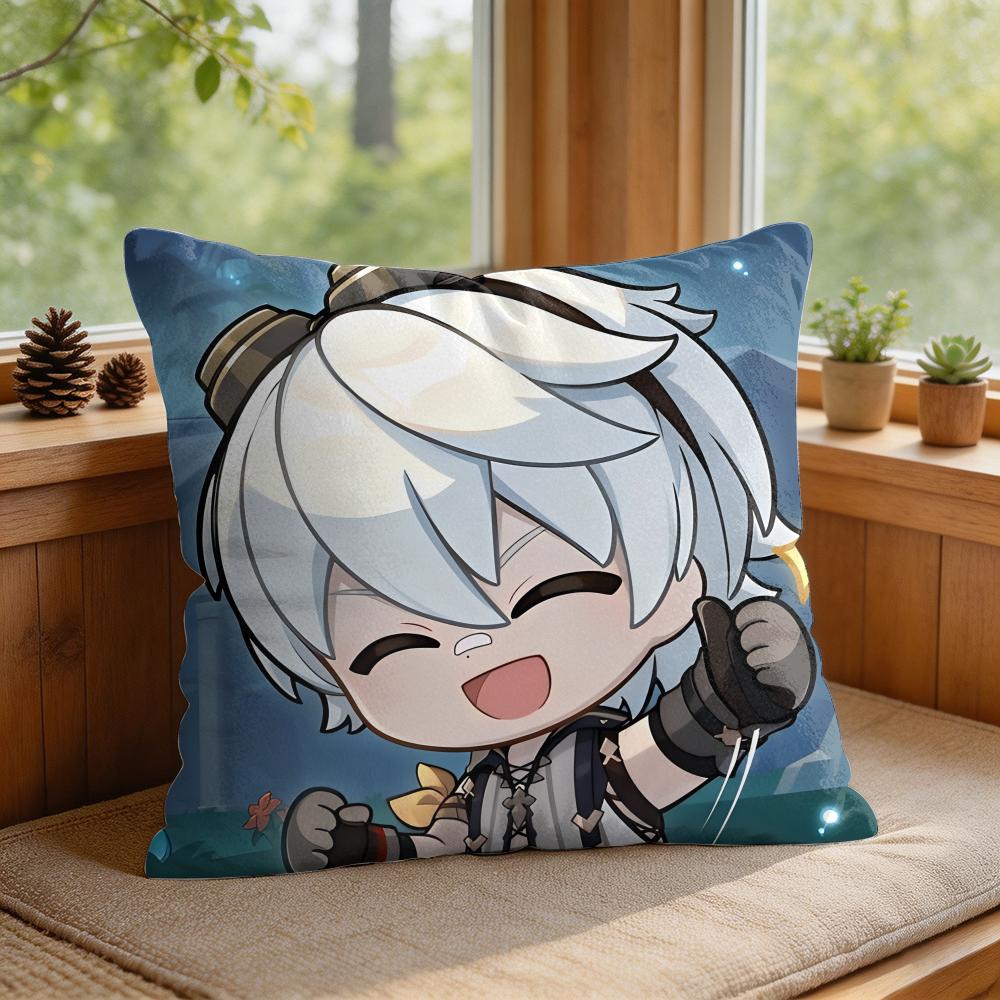 Bennett Cute Genshin Impact Cushion Cover Square Short Plush Pillow Case Living Room Sofa Home Decor Funda X