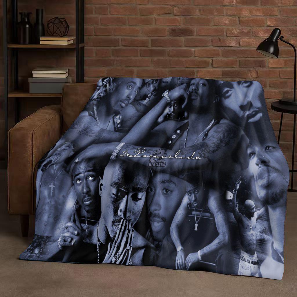 3D Rap Tupac 2pac Hip-Hop Music Rapper Catnap Flannel Blanket,Soft Plush Throw for Home Bedroom Bed Sofa Cover Kid Gift Picnic