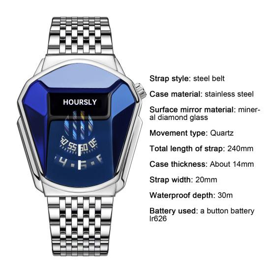 Quartz Watch Waterproof All-match Trendy Stainless Steel Cool Men Quartz Wrist Watch for Business Party