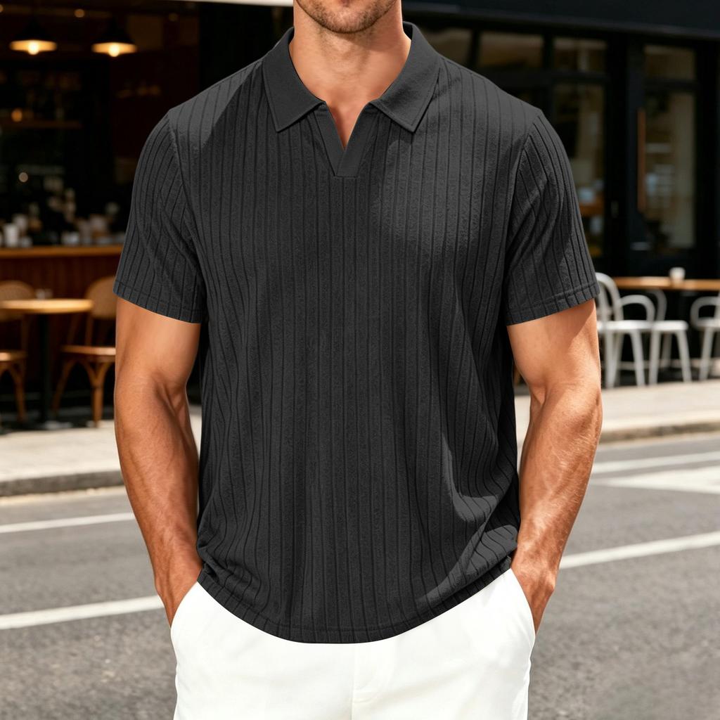 Men's Casual Short Sleeve T-Shirt with Collar, Breathable Shirt for Summer Everyday Wear