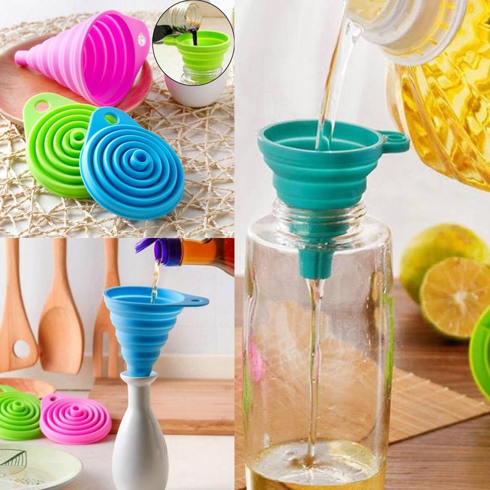 10pcs Mini Silicone Folding Funnel Portable Home Kitchen Liquid Dispenser Telescopic Long Neck Funnels Kitchen Gadget Accessories Hot