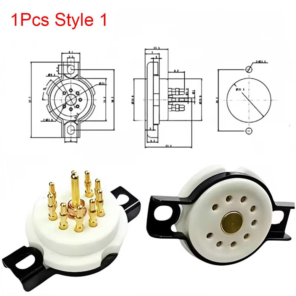 1Pcs 95 Ceramic Base 9Pin Tube Socket Beryllium Copper Chassis Mount Tube Base  Audio AMP DIY Parts