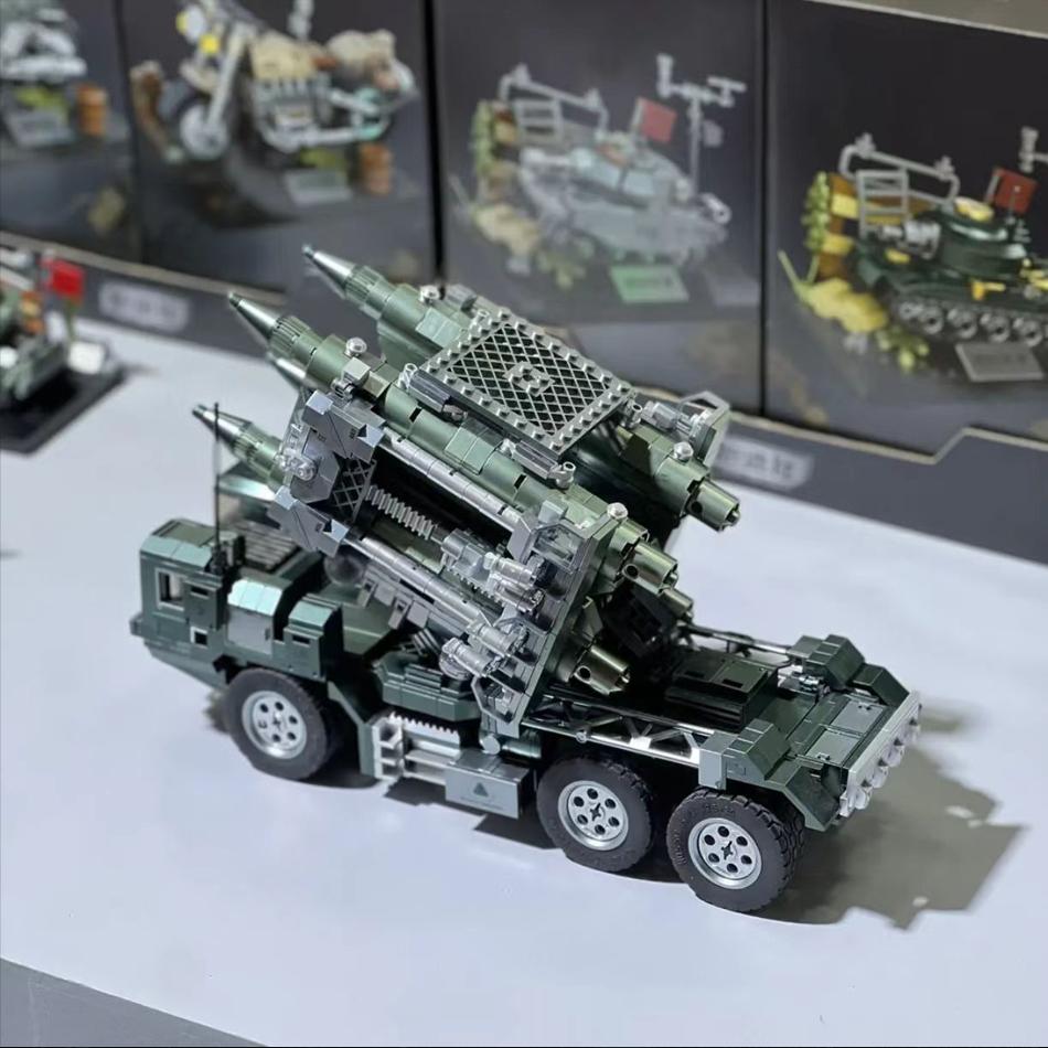 MOC Military Ballistic Missile Launcher Heavy Tank Armored Vehicle Armed Helicopters Model Building Blocks Bricks Toys Kids Gift