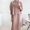 New ArrivalS Open Run Women S Layered Color backleSS Long dreSS Set