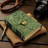 Leather Journal with Heart Lock | Handmade Floral Embossed Notebook