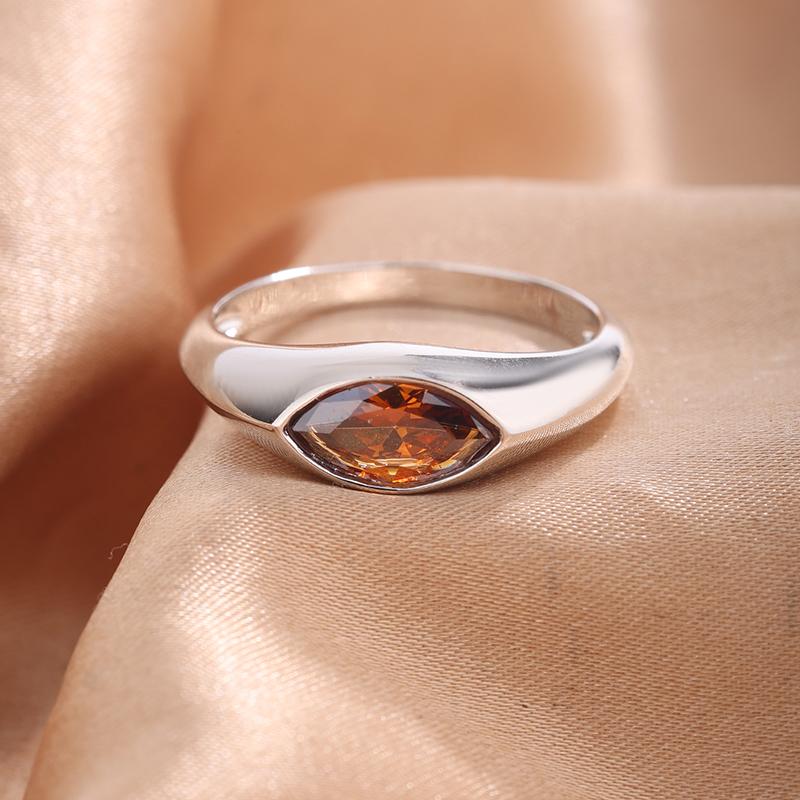 Glossy Inlaid Horse Eye Shape Colored Zircon Ladies Ring-Valentine's Day Gift-non-fading-not Sensitive