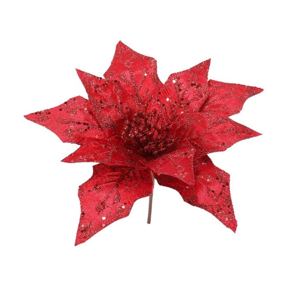 29CM Künstliche Weihnachtssternblume Pailletten Gold Rot Glitzer Simulationsblumen Funkelnde DIY Weihnachtsblume Neujahrsfest