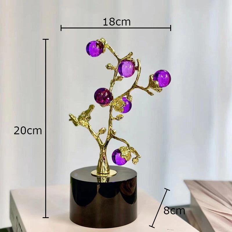 Colorful Crystal Golden Tree Ornaments Desk Decoration Creative Bird Decorative Golden Tree Sculpture Room Aesthetics Decor