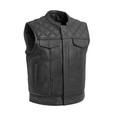 Neue schwarze Motorradweste aus echtem Leder für Herren, handgefertigt, Motorradclub-Weste, Mantel