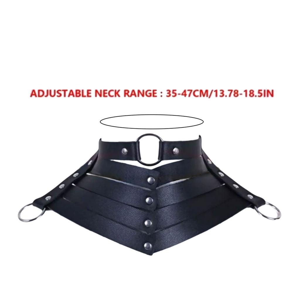 Goth Punk Style Faux Leather Necklace Unisex Adjustable Faux Leather Necklace with Stylish O Ring Bow Tie for Women